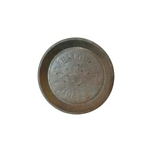 Vtg Tin Pie Pan Mrs. Smith's Mello-Rich Pie Embossed Pan Rustic Advertising 9"